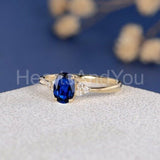 0.5ct Oval Cut Simulated Sapphire Petite Engagement Ring 14k Yellow Gold Plated