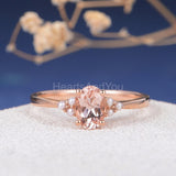 1.2ct Oval Cut Simulated Peach Morganite Pearl Accents Ring 14k Rose Gold Plated
