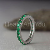 2.2ct Round Simulated Green Emerald Eternity Wedding Band 14k White Gold Plated
