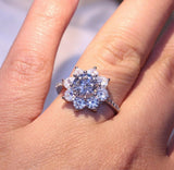 2ct Round Cut Diamond Engagement Ring 14k White Gold Finish Floral Promise Women