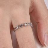 Floral Stacking Wedding Ring Band 1ct Round Cut Diamond 14k White Gold Finish