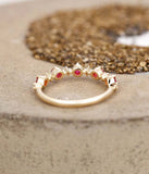 1ct Round Cut Ruby Wedding Band Ring Half Eternity Stackable 14k YellowGold Over