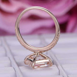 1.5ct Princess Cut Morganite Solitaire with Round Accent Ring 14k Rose Gold Over