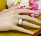 Halo Accent Solitaire Engagement Ring 3ct Round Cut Diamond 14k WhiteGold Finish