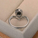 2ct Engagement Ring Pear Cut Black Diamond Curved Halo Tiara 14k White Gold Over