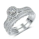 2.3ct Round Cut Diamond Engagement Ring 14k White Gold Finish Antique Bridal Set