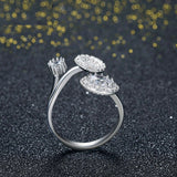 2.3ct Round Cut Diamond Engagement Ring 14k White Gold Finish Halo Bypass Open