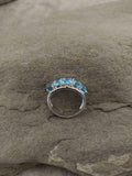 2.5ct Wedding Ring Band Oval Cut Blue Aquamarine Five Stone 14k WhiteGold Finish