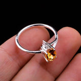 0.4ct Engagement Ring Oval Cut Citrine Stylish Split Shank 14k White Gold Finish