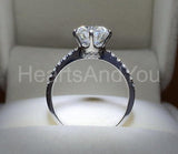 2.1ct Round Cut Moissanite Hidden Halo Engagement Ring 14K White Gold Plated