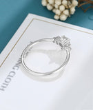 0.5ct Round Cut Moissanite Cluster Minimal Engagement Ring 14k White Gold Plated