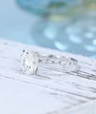 0.5ct Oval Cut Simulated Diamond Minimalist Engagement Ring 14k WhiteGold Plated