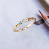0.9ct Baguette Cut Diamond Engagement Ring Petite Minimalist 14k YellowGold Over