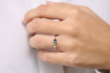 0.4ct Engagement Ring Oval Cut London Blue Topaz Minimalist 14k Yellow Gold Over
