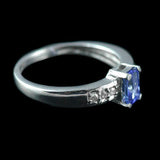 1ct Engagement Ring Emerald Cut Blue Tanzanite Diamond Accent 14k WhiteGold Over
