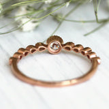 0.5Ct Round Cut Diamond Milgrain Minimalist Solitaire Ring 14K Rose Gold Finish