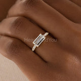0.3ct Baguette Cut Simulated Diamond Minimalist Ring 14k Yellow Gold Plated