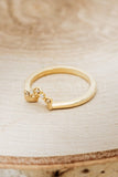 0.2ct Round Cut Moissanite Crown Minimalist Engagement Ring 14k Gold Plated