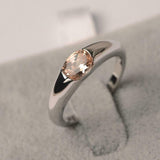 0.8ct Engagement Ring Oval Cut Morganite Solitaire Women 14k White Gold Finish