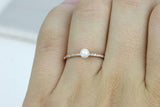 0.5ct Round Cut Diamond Pearl Accents with Solitaire Ring 14k White Gold Finish
