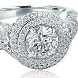 4.5ct Round Cut Diamond Dual Halo Split Band Cocktail Ring 14k White Gold Finish