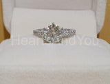 2.1ct Round Cut Moissanite Hidden Halo Engagement Ring 14K White Gold Plated