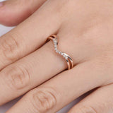 1ct Round Cut Diamond Curved Spilt Band Engagement Ring 14k Rose Gold Finish