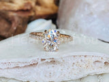 2.3ct Oval Simulated Diamond Solitaire with Accents Ring 14k Yellow Gold Plated