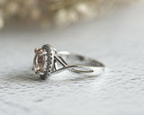 2Ct Oval Cut Peach Morganite Split Band Halo Engagement Ring 14K White Gold Over