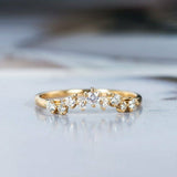 1.2ct Round Cut Diamond Wedding Band Curved Half Eternity 14k Yellow Gold Finish