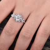 2.4ct Engagement Ring Round Cut Diamond Art Deco Design 14k White Gold Finish