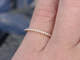 1Ct Round Diamond Minimalist Slim Eternity Wedding Ring Band 14K Rose Gold Over