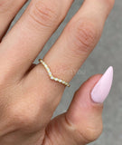 0.2ct Round Cut Moissanite Curved Women Wedding Band 14k White Gold Plated