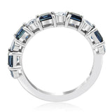 3ct Princess Cut Blue Sapphire Wedding Band Half Eternity 14k White Gold Finish