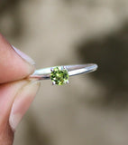 0.4ct Engagement Ring Round Cut Peridot Solitaire Minimalist 14k White Gold Over