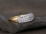 2.2ct Wedding Band Round Cut Diamond Cluster Half Eternity 14k YellowGold Finish