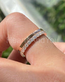 0.5ct Round Cut Moissanite Dual Row Eternity Wedding Band 14k Yellow Gold Plated