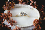 Trillion Accents Trilogy Engagement Ring 1.5ct Round Diamond 14k YellowGold Over