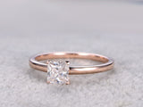 0.5ct Princess Simulated Diamond Solitaire Engagement Ring 14K Rose Gold Plated