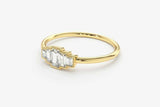 0.8ct Engagement Ring Baguette Cut Diamond 5 Stone Art Deco 14k Yellow Gold Over
