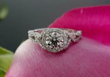 2.3ct Round Cut Diamond Halo Infinity Band Engagement Ring 14k White Gold Finish