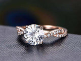 1.5ct Round Cut Diamond Engagement Ring Twisted Promise 14k Rose Gold Finish