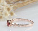 1ct Round Cut Red Garnet Engagement Ring Solitaire with Accent 14k RoseGold Over