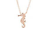 0.02ct Round Cut Moissanite Sea Horse Pendant 14k Rose Gold Plated NO CHAIN