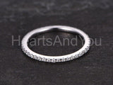 0.2ct Round Cut Moissanite Thin Full Eternity Wedding Band 14k White Gold Plated