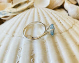 1ct Engagement Ring Cushion Cut Blue Aquamarine Solitaire 14k White Gold Finish