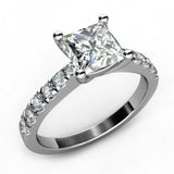 1.9ct Princess Cut Diamond Thin Solitaire Engagement Ring 14k White Gold Finish