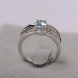 2.3ct Engagement Ring Oval Cut Blue Aquamarine Split Shank 14k White Gold Finish