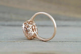 2.5ct Cushion Cut Peach Morganite Double Halo Engagement Ring 14k Rose Gold Over
