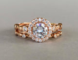 Fancy Bridal Set Engagement Ring 2ct Round Cut VVS1 Diamond 14k Rose Gold Finish